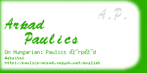 arpad paulics business card